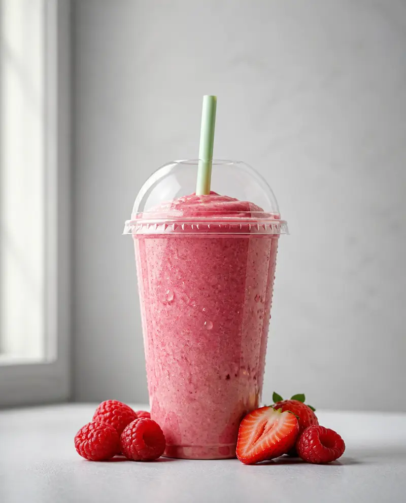 Un smoothie aux framboises et aux fraises
